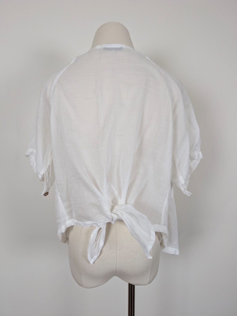 Sheer Cotton Short Sleeve Blouse Size Small White Boho - Picture 3 of 15